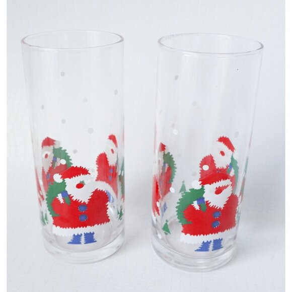 4 Vintage Christmas Santa Claus Drinking Glasses Tumblers - Picture 4 of 5